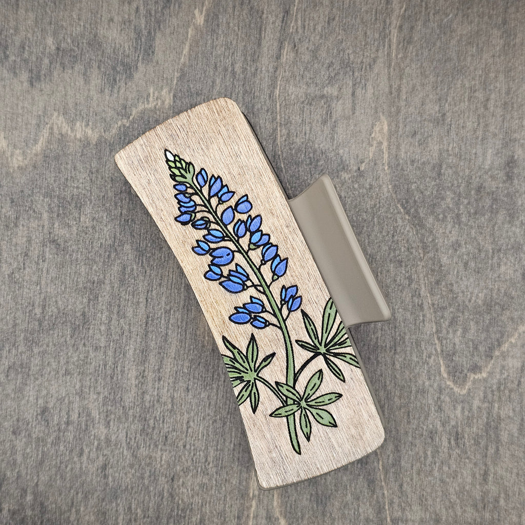 Texas Bluebonnet Hair Claw Clip | Hand-Painted Wood - LCHDC21