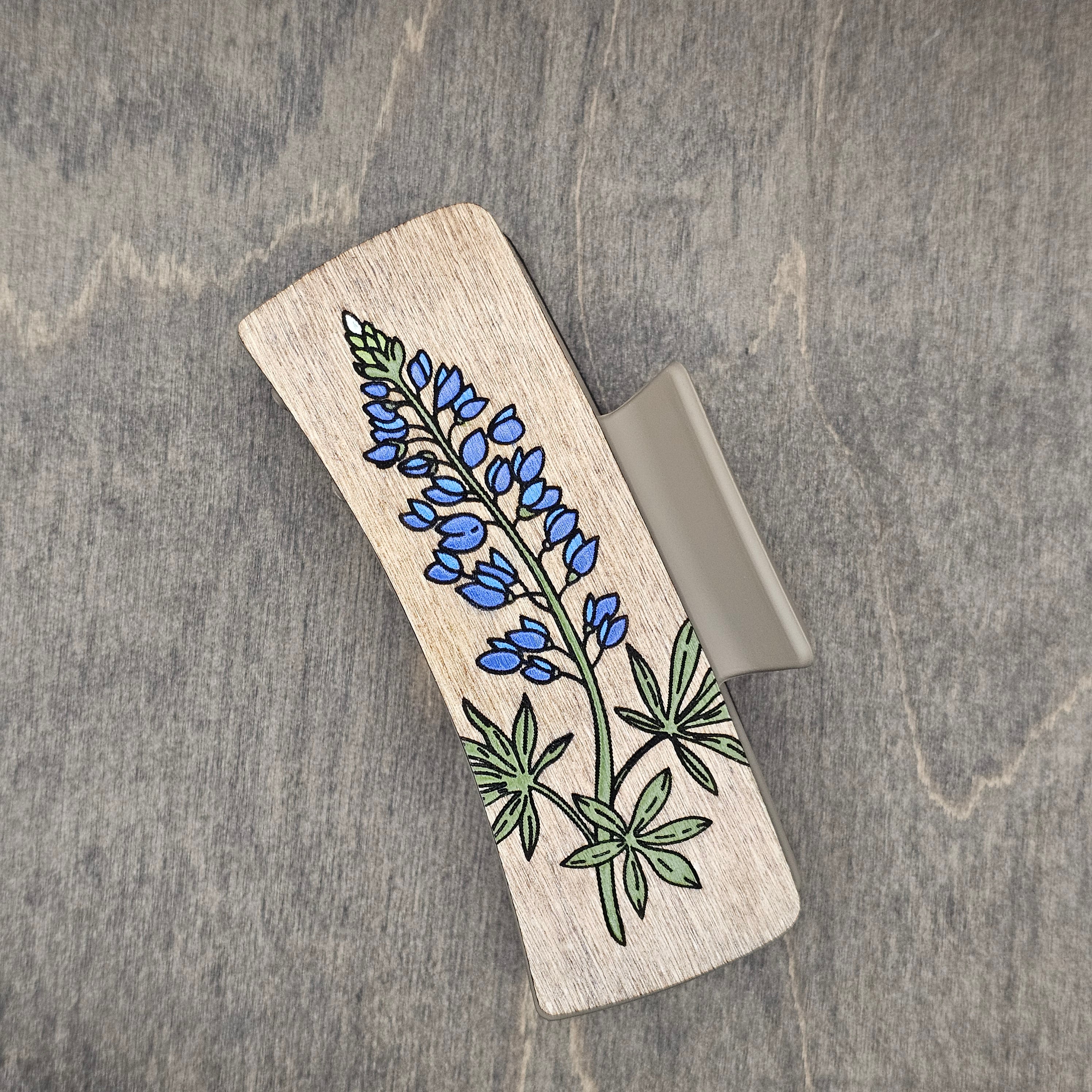 Texas Bluebonnet Hair Claw Clip | Hand-Painted Wood - LCHDC21