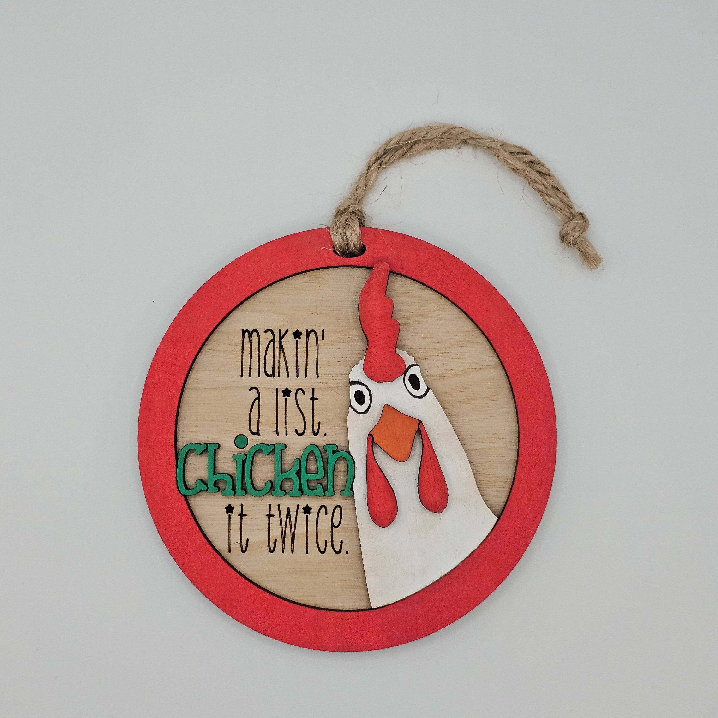 Makin' a List, Chicken It Twice | Christmas Ornament, Choose Your Color - OWGU1