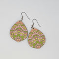 Spring Mandala Teardrop Dangle Earrings | Laser Engraved Wood | Surgical Steel - DEHAJ2-P